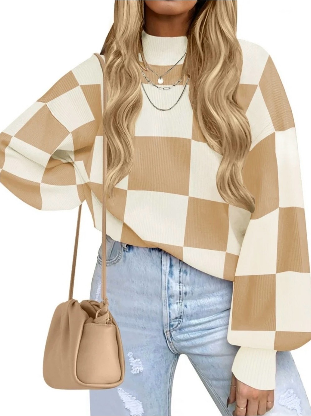 *NWT* Moshu Checkerboard Crewneck Sweater